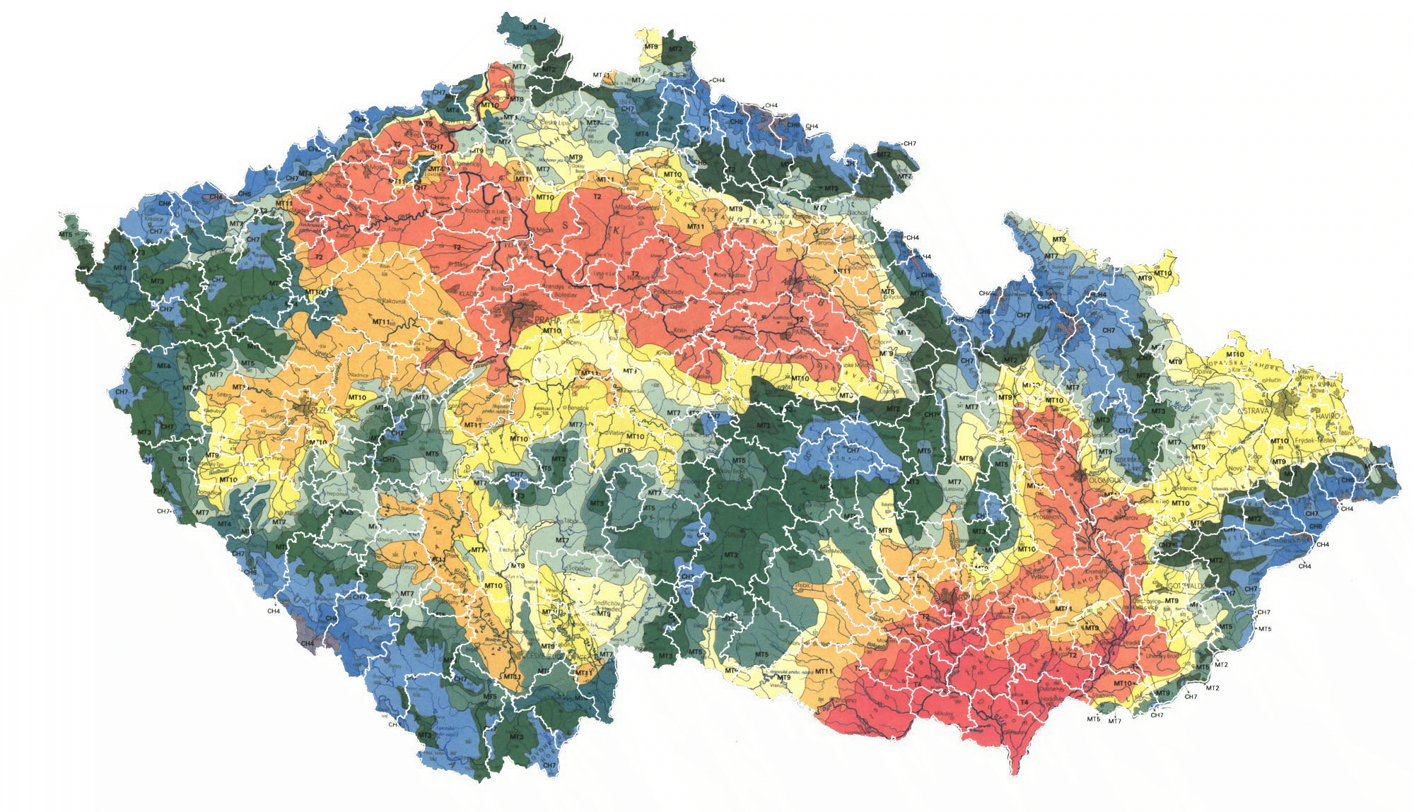 Zdroj: Quitt, E. (1971): Klimatické oblasti Československa. Academia, Studia Geographica 16, GÚ ČSAV v Brně (doplněny hranice ORP)