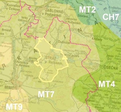 Zdroj: Quitt, E. (1971): Klimatické oblasti Československa, (data: Geografický ústav ČSAV, AOPK ČR)