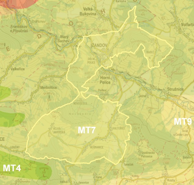 Zdroj: Quitt, E. (1971): Klimatické oblasti Československa, (data: Geografický ústav ČSAV, AOPK ČR)