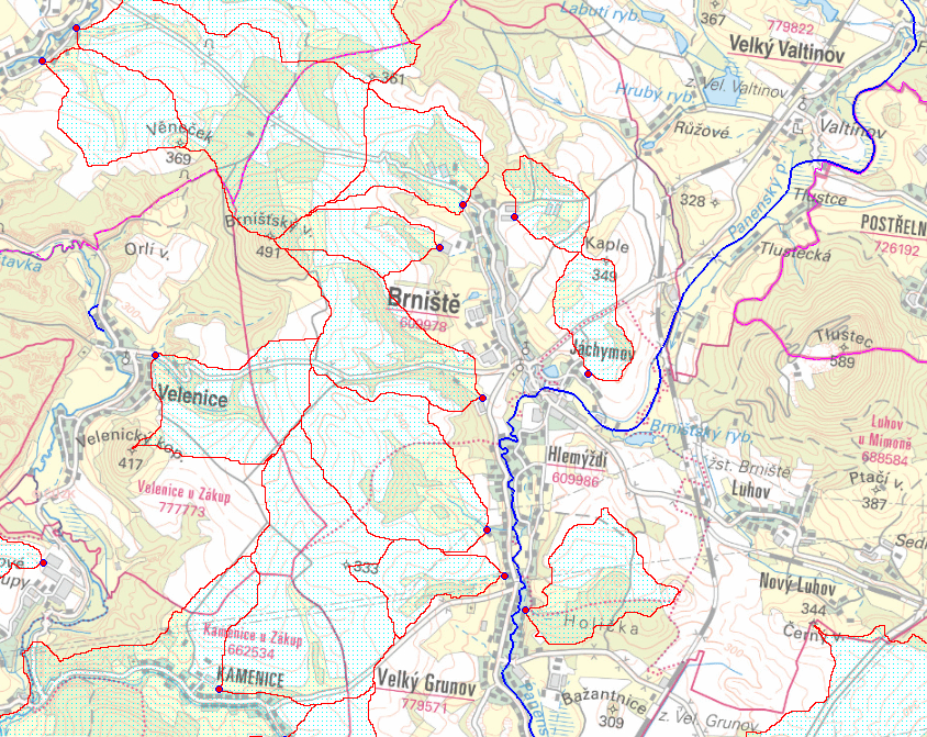 Mapa kritických bodů přívalových povodní (zdroj: dPP ČR)