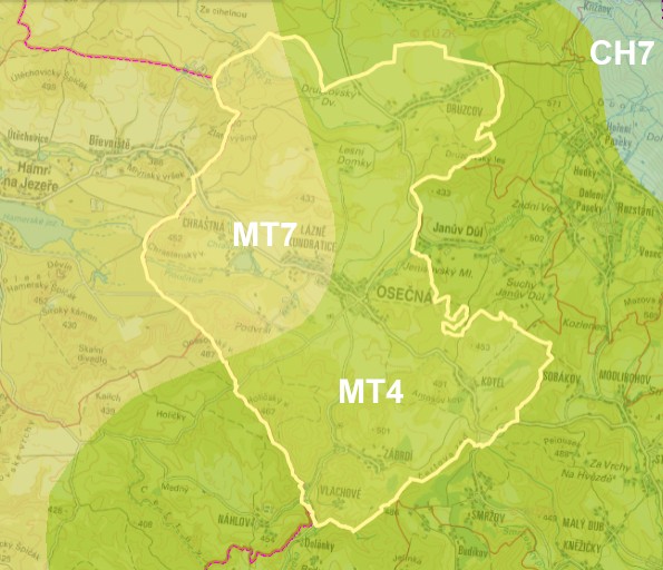 Zdroj: Quitt, E. (1971): Klimatické oblasti Československa, (data: Geografický ústav ČSAV, AOPK ČR)