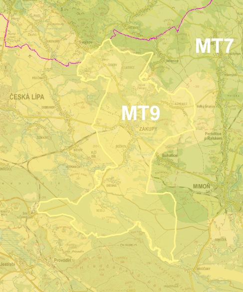 Zdroj: Quitt, E. (1971): Klimatické oblasti Československa, (data: Geografický ústav ČSAV, AOPK ČR)